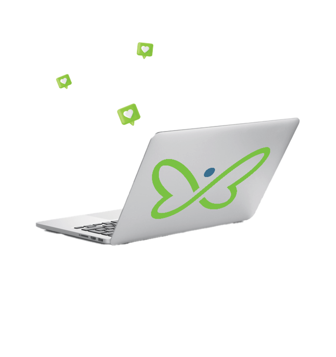 Innovation Laptop with heart emojis
