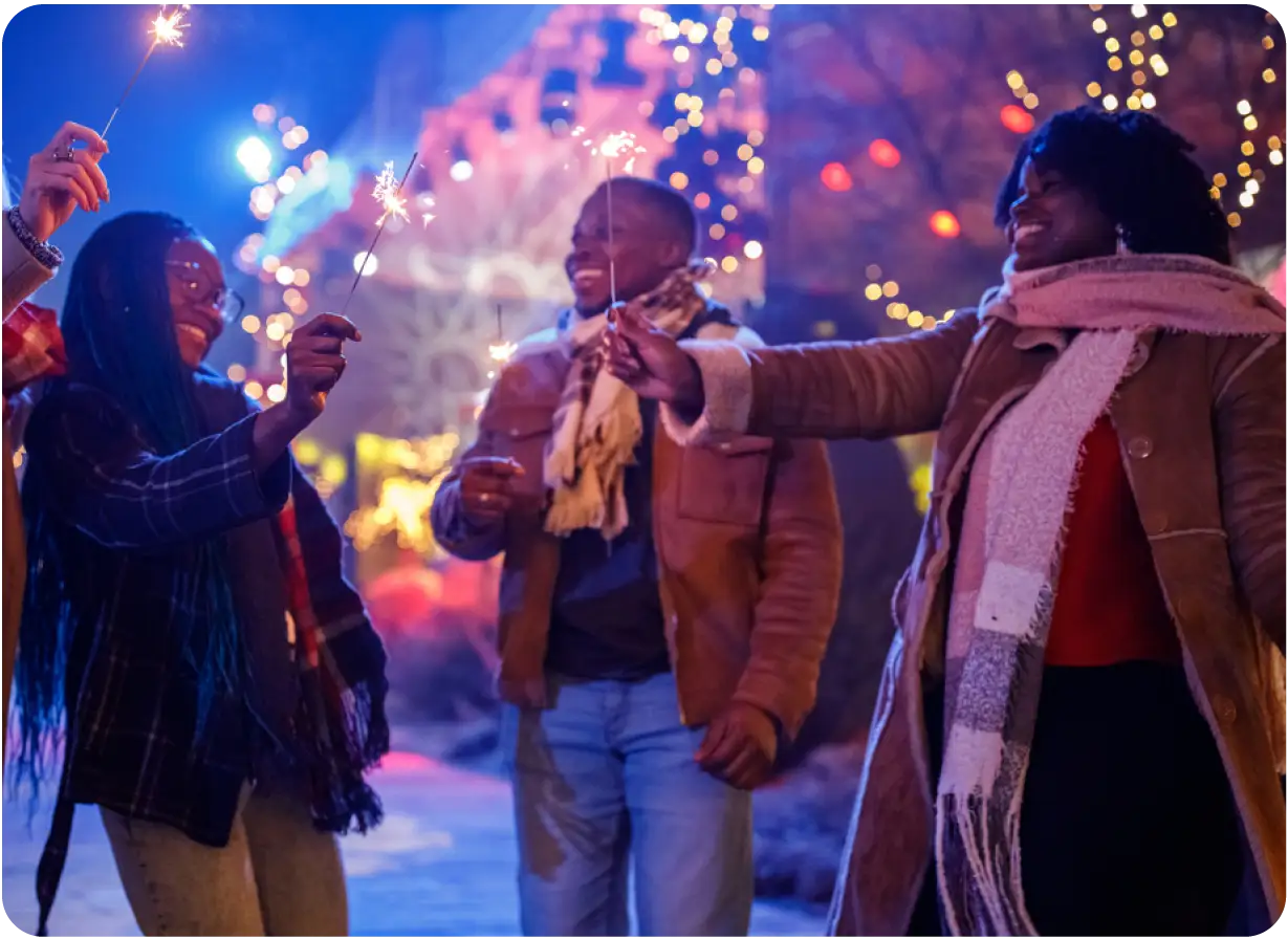 Young Adults Enjoying Winter Festival