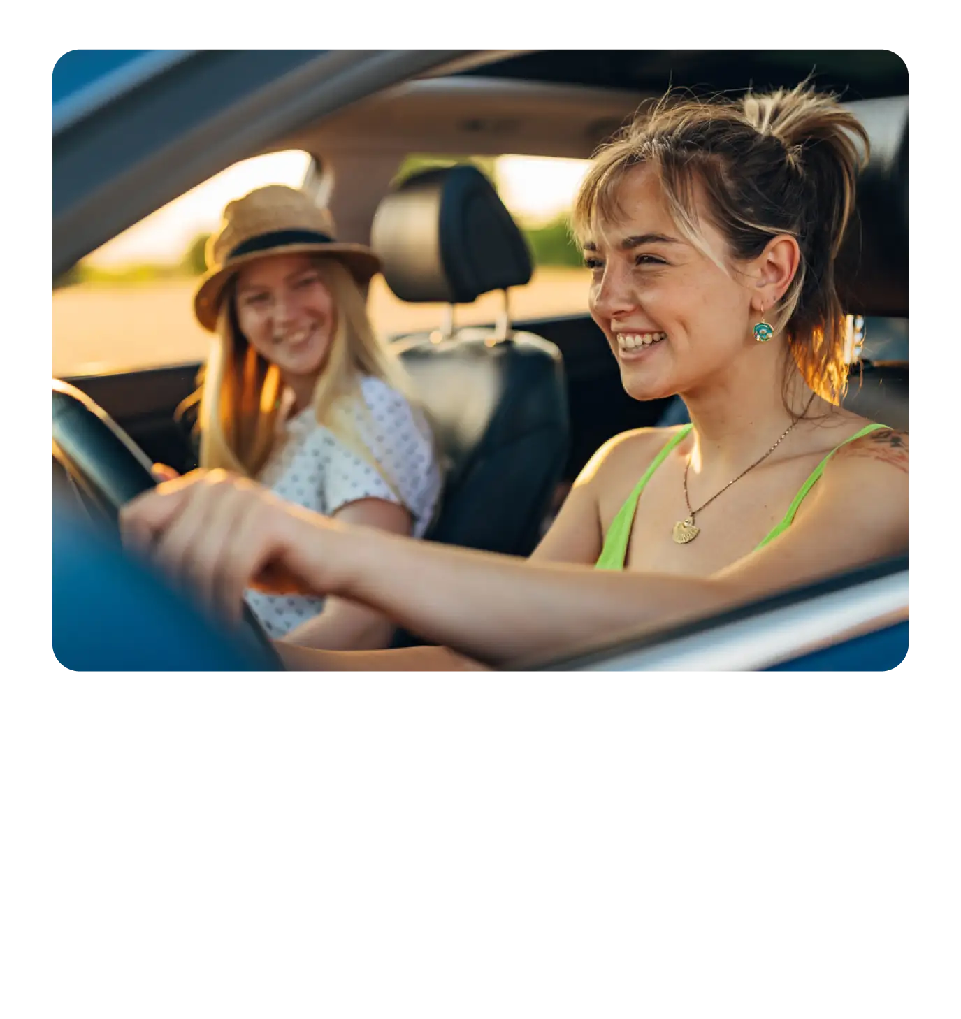 Young Women Driving Car 