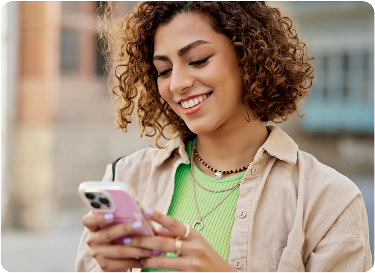 Woman Looking at Phone Screen