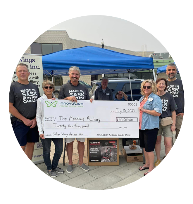 Cheque presentation to Meadows Auxiliary