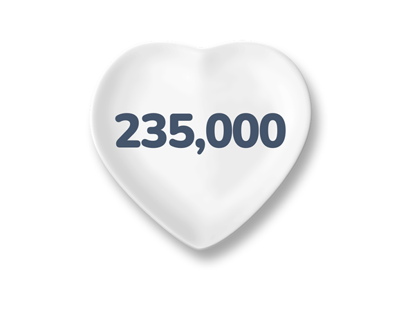 235,000 figure on heart shaped plate