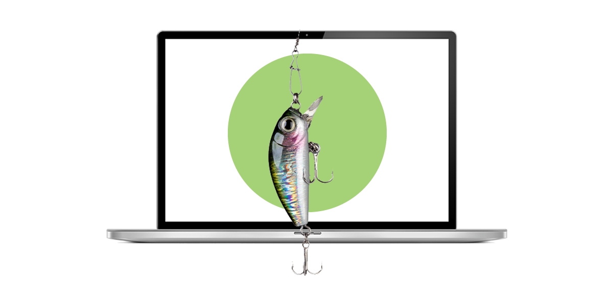 A fishing lure on a computer