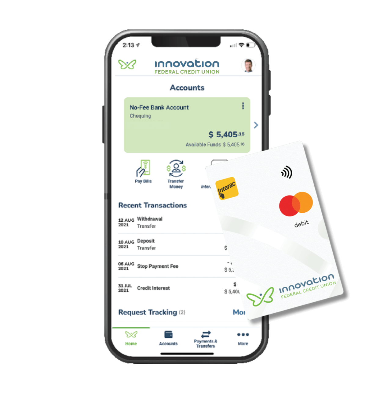 Large phone with Debit Mastercard card