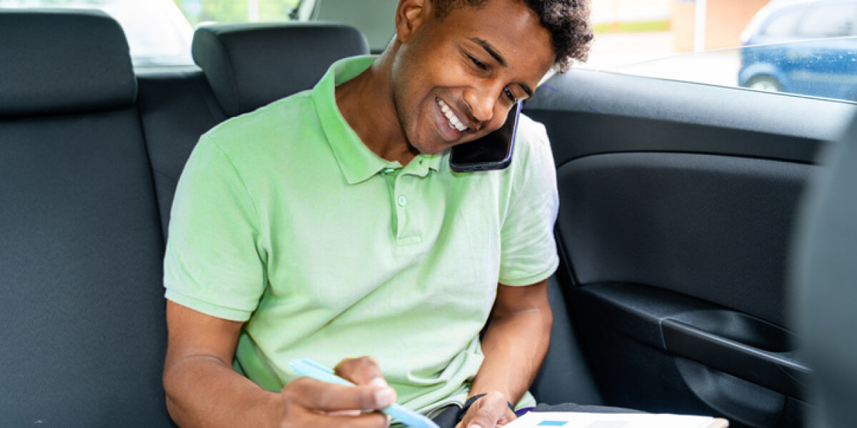 Man on the phone in a car
