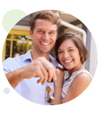 Happy couple holding house keys