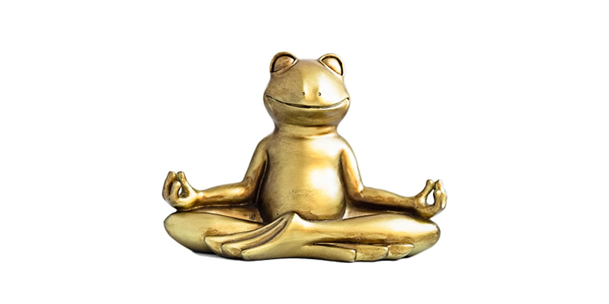Frog statue in Zen-like yoga pose