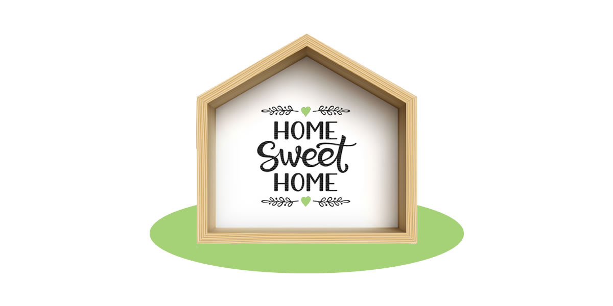 Wooden "home sweet home" sign.