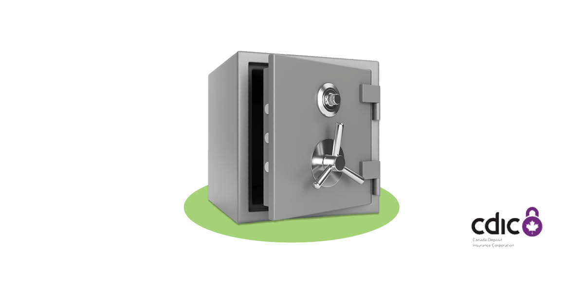 A safe beside the CDIC logo