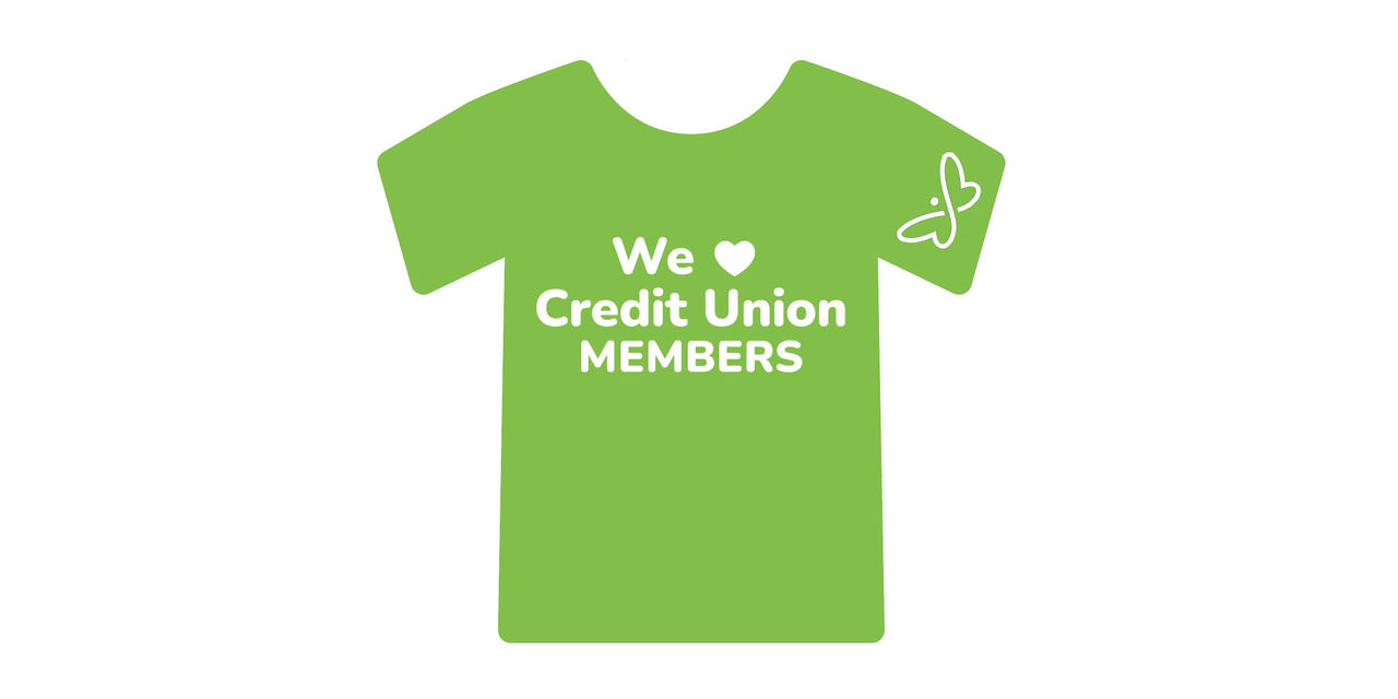 We Heart Credit Union Members green t-shirt