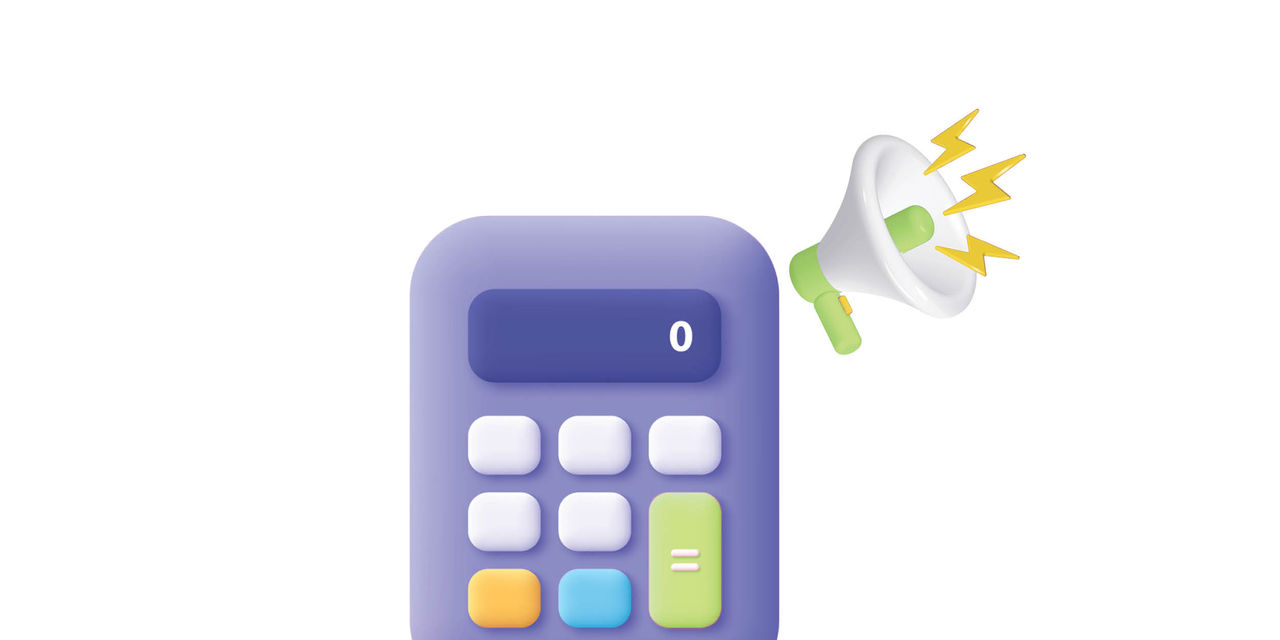 Calculator with megaphone