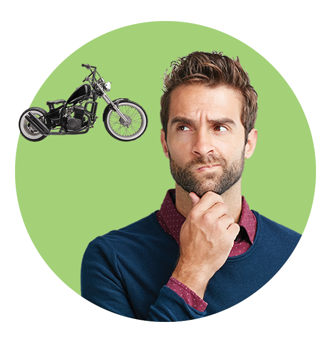 A man thinking about a motorcycle 