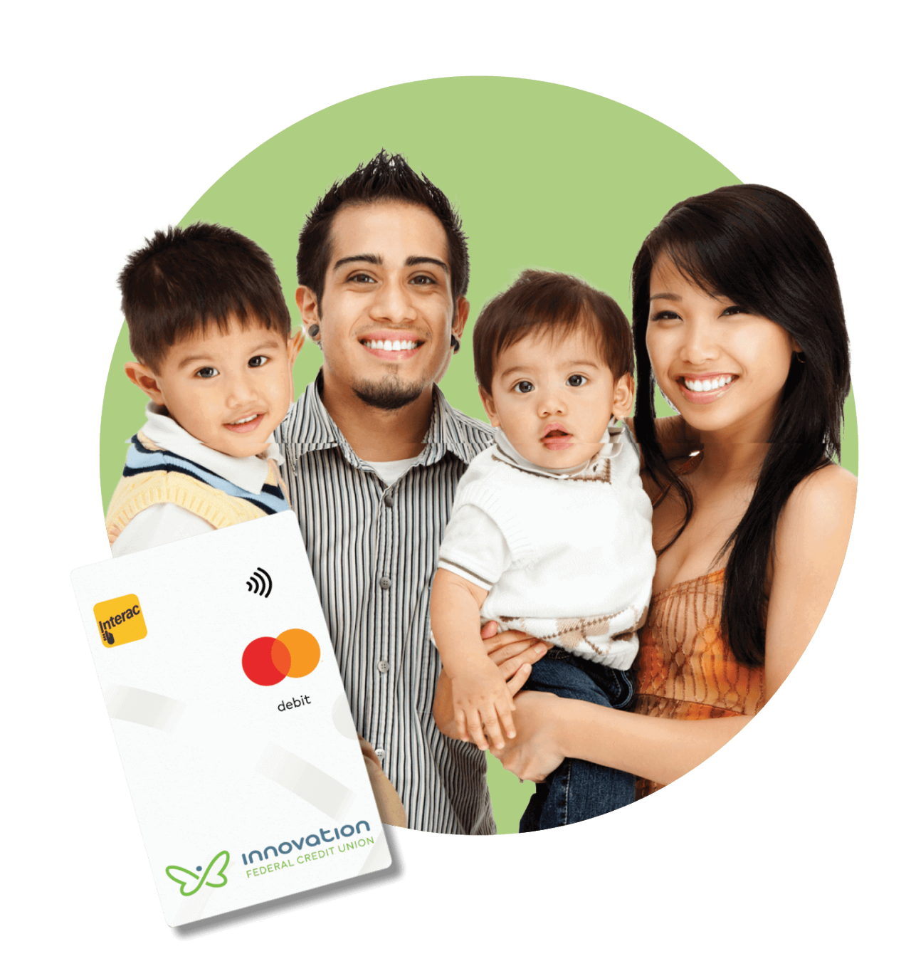 Young family with Debit Mastercard card