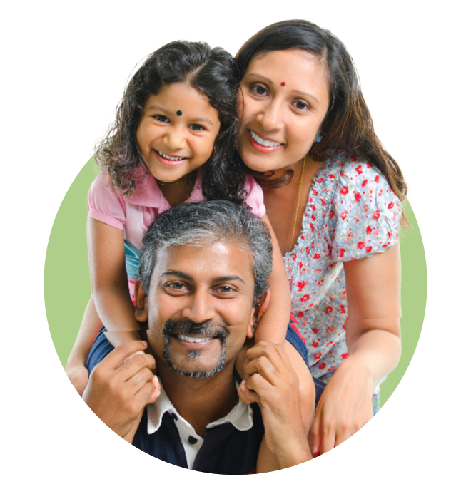 A happy father, mother, and daughter.