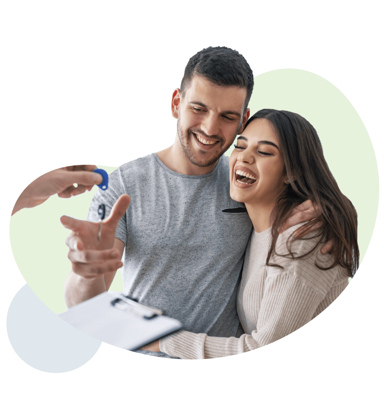 Happy couple getting house keys