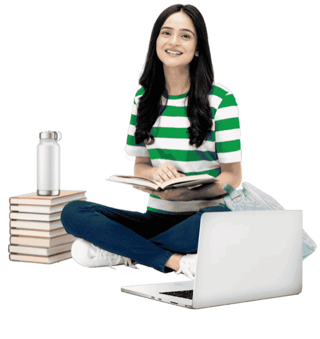 Student sitting by computer