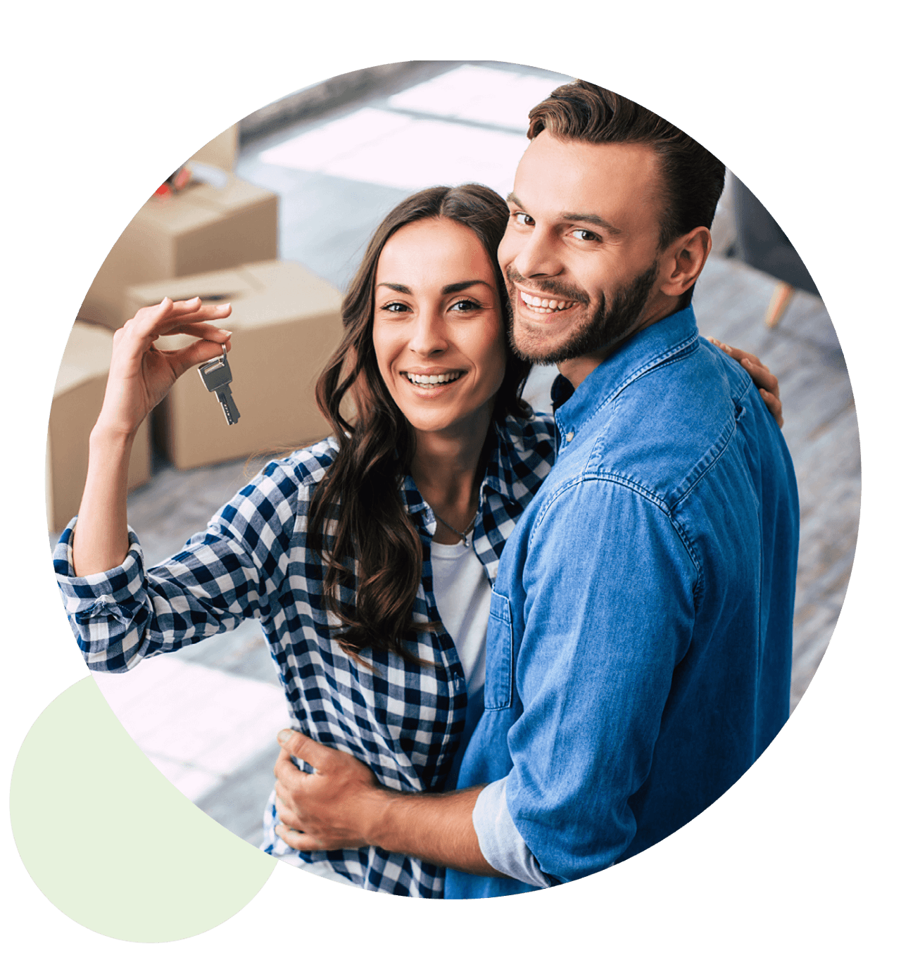 Happy couple holding house keys