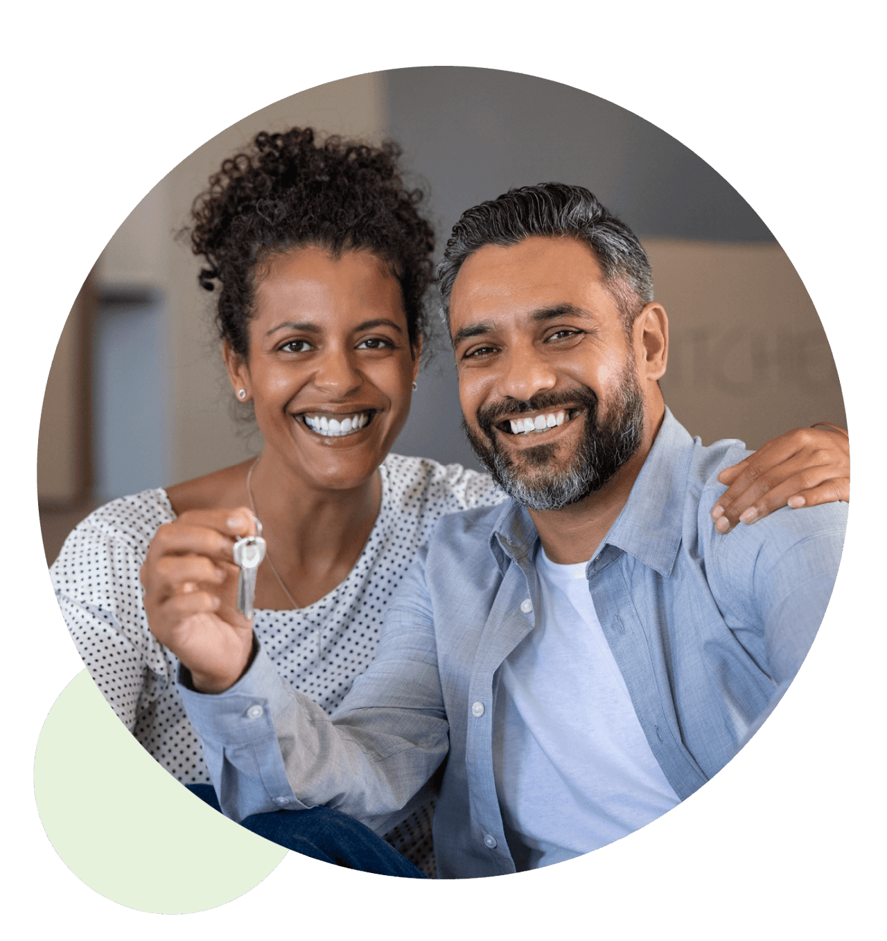 Happy couple holding house keys